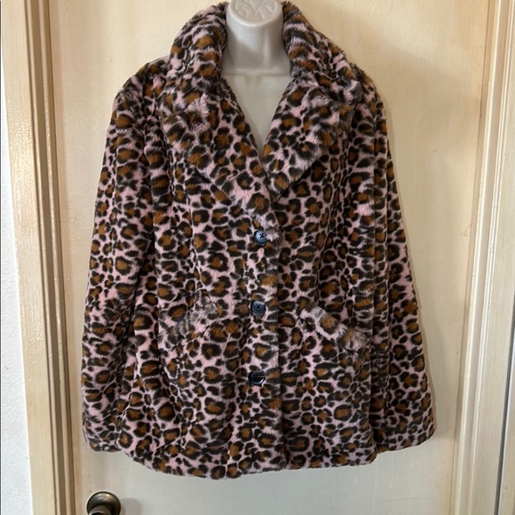 PJ Salvage Jackets & Blazers - PJ Salvage Pink and Brown Teddy Jacket Plush Faux Fur size S